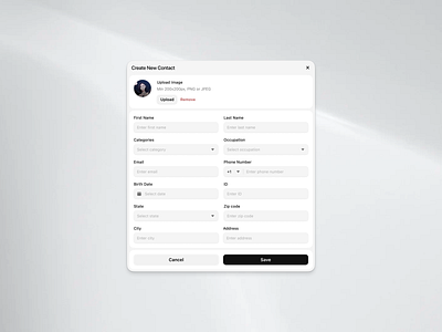 create new contact address city contact design image modal phone popup profile ui zip code