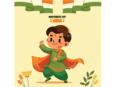 Illustration for India Independence Day Holiday august boy cartoon celebration commemorate costume day decoration event festival flag holiday independence india indian nation national patriot pride public