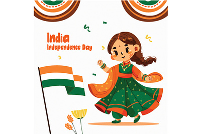 India Independence Day Celebration cartoon celebration commemorate costume day decoration festival flag girl holiday independence india indian nation national patriot people pride public traditional