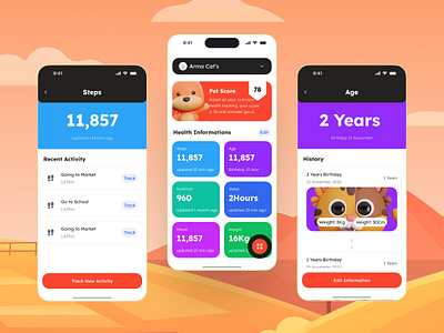 Pet Health Tracking App adopt animal app cat clean concept dashboard design doctor game health ios pet tracking ui ui kit ux website