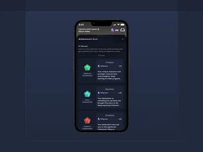 Instance: Achievement Book ai design figma game learning mobile product ui