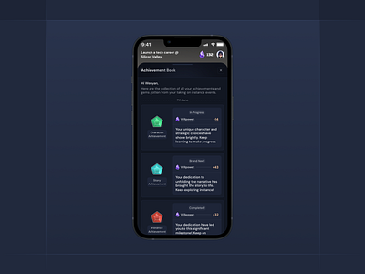 Instance: Achievement Book ai design figma game learning mobile product ui