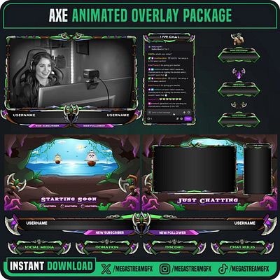 Viking Theme Stream Overlay Package twitch banner