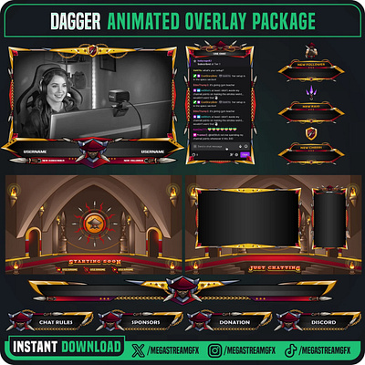 Ninja Overlay Design | Overlays package for Twitch, Youtube ninja stream element