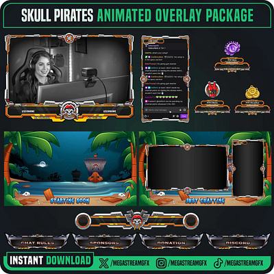 Pirates Skull Stream Overlay Package skull overlay