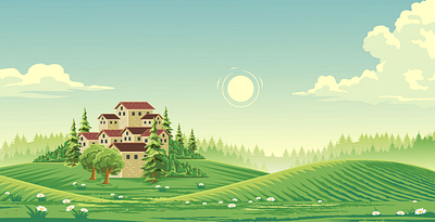 a collection of illustrations of agricultural and natural scenes scenic