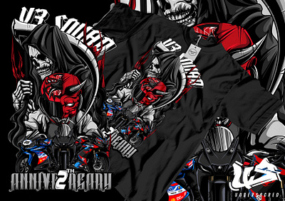 R15 V3SQUAD ANNIVERSARY angel artwork creative illustration death design detailed devil digital illustration graphic graphic artist graphic design illustration illustrator motorcycle motorsport red rider satan vector