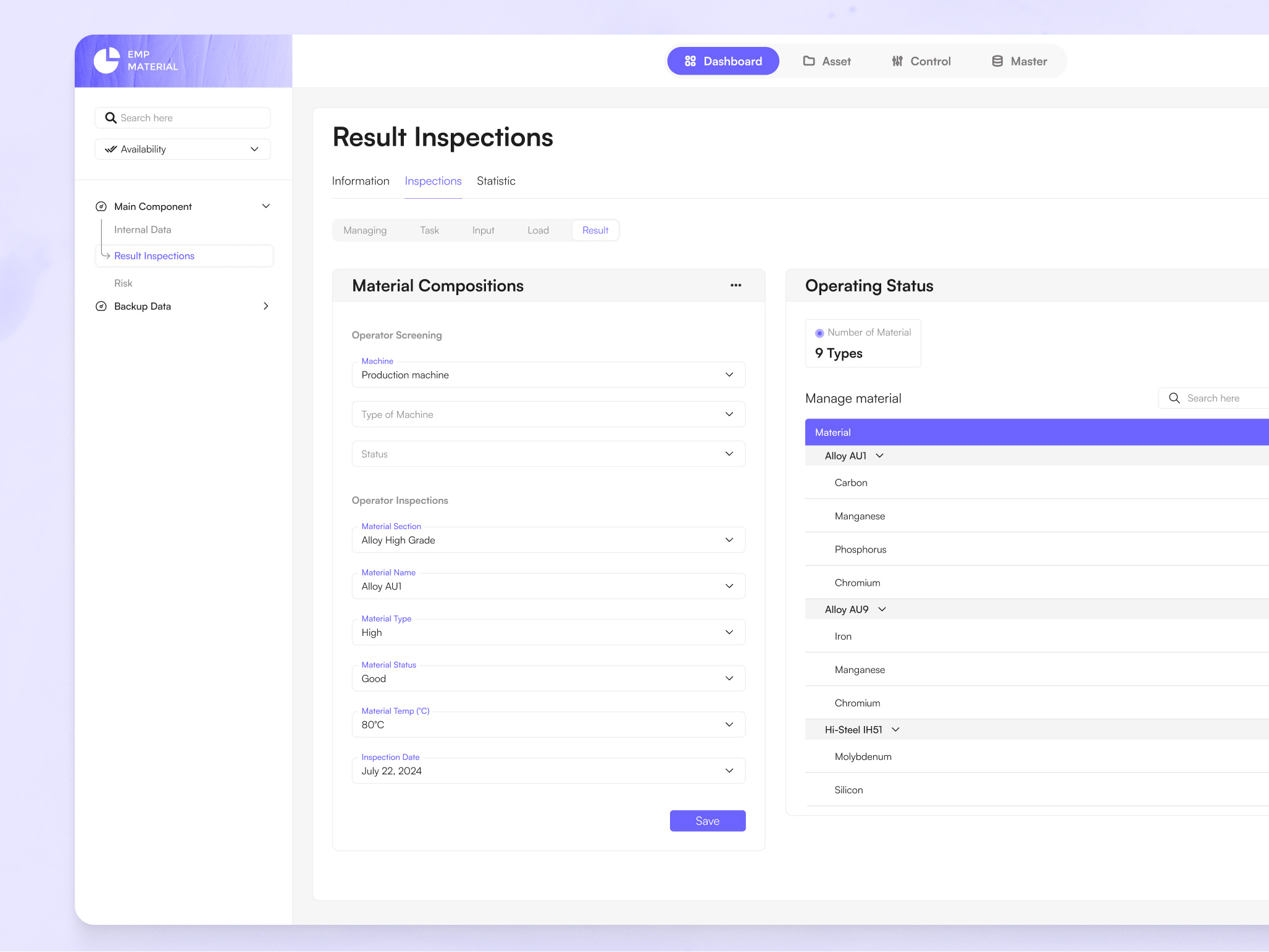 EMP Material - Dashboard App app dashboard dashboard app data dekstop dekstop app material monitoring dashboard page subpages table data tables tabs ui user experience user interface ux visual exploration web dashboard web design