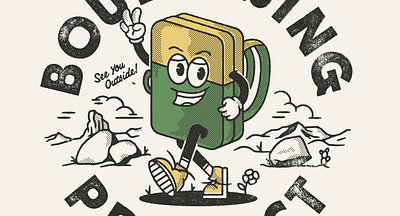 Crash Pad Man bouldering bouldering gym branding climbing design gym illustration merch monoline nature outdoors rock climbing simple typography vector vintage