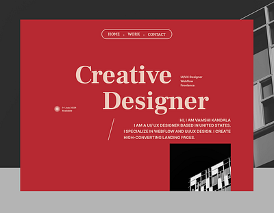 Portfolio Design branding dailyui design figma graphic design landing landing page landingpage maroon portfolio red retro typography ui uidesign ux web webdesign webflow