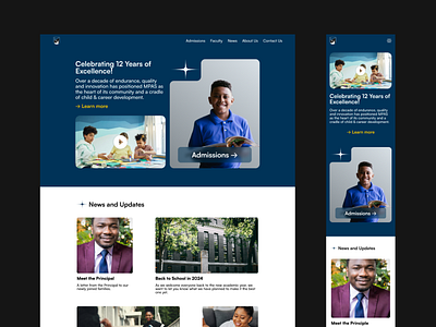 school website design // concept academy blue branding design desktop education kids mobile mockup phone school sudan ui web design website