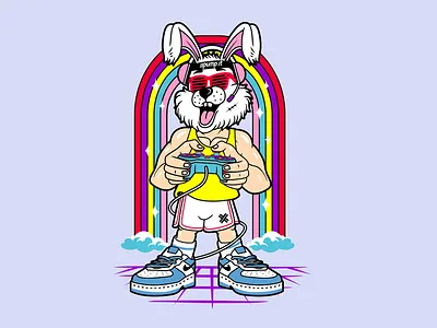 Rabbit Gamers apparel artwork branding clothing design electriccallboy graphic illustration logo mascot merch streetwear ui vector