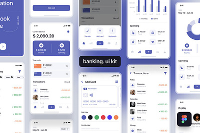 Banking ui kit adobe bank banking figma fintech mobile mobile ui kit sketch ui design ui kit ui template ui ux