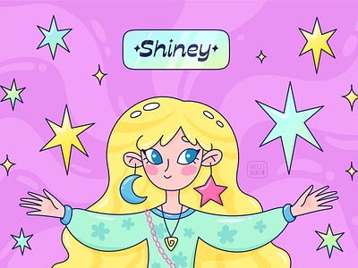 Shiney Jewelry Illustrations, Character Design, Doodle Style artist cartoon character concept creative design doodle girl illustration jewelry shop stars vector woman
