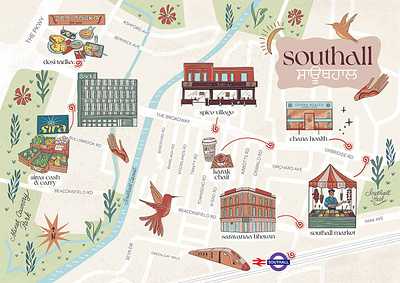 Southhall X Dina Ruzha design graphic landmarks map