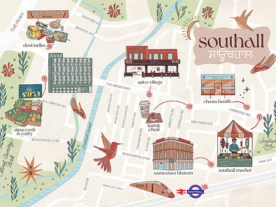 Southhall X Dina Ruzha design graphic landmarks map