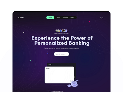 Alpha Hero Section banking finance hero section minimalist neat simple design ui ux website