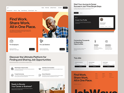 JobWave - Landing Page clean design employee employee website job seekers job website jobs jobs platform jobstreet minimal minimalist ui web design website website design