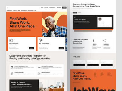 JobWave - Landing Page clean design employee employee website job seekers job website jobs jobs platform jobstreet minimal minimalist ui web design website website design