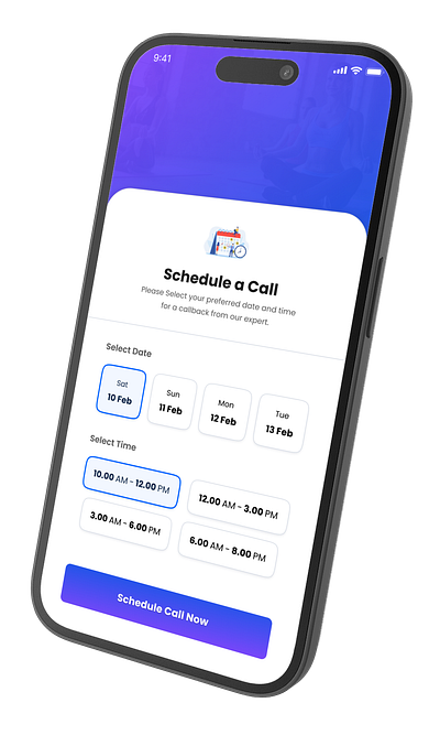 Schedule a Call app call clean design figma mobile mobile app design mobile ui popup design schedule schedule a call simple ui user experience