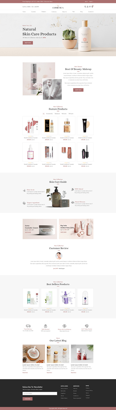 Cosmetic Website Design banner branding design fashion graphic design illustration logo motion graphics theme ui vector website