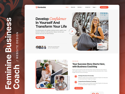 Feminine Business Coach Website Design business business coach business trainer business woman coach consultant course design elementor feminine life coach mentor personal coach teacher template kit trainer uiux website design woman wordpress