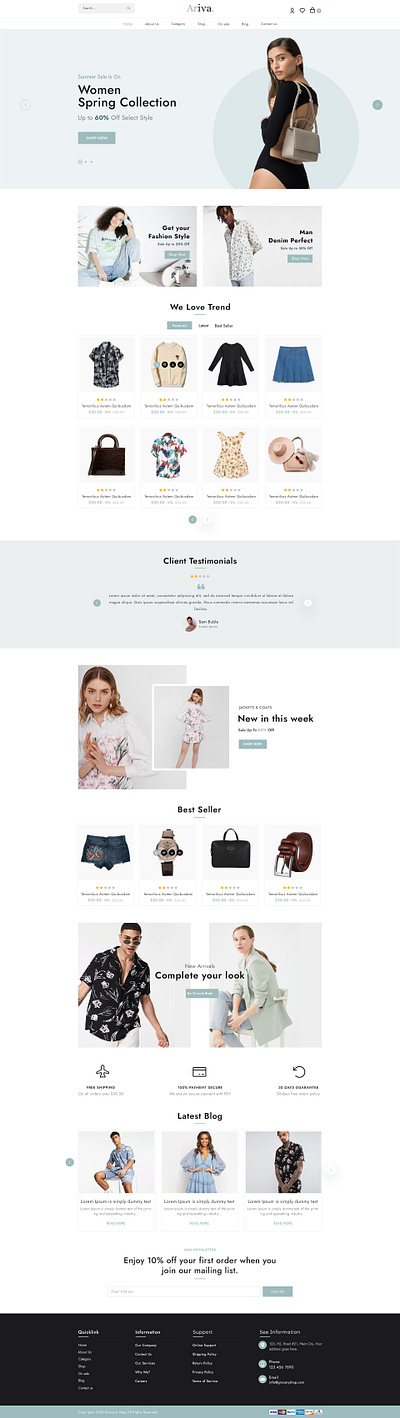 Ariva Fashion Website Design 3d animation banner branding fashion graphic design logo motion graphics theme ui