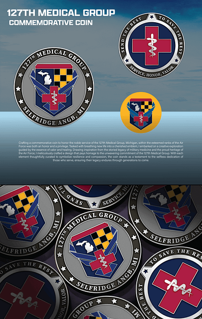 127TH MEDICAL GROUP COMMEMORATIVE COIN 3d animation branding coin comemorative crypto design graphic design illustration logo ui