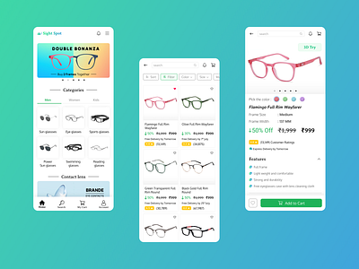 Sight spot - Online optical shop e commerce lenskart mobile app mobile application mobile ui online shopping optical shop ui uiux