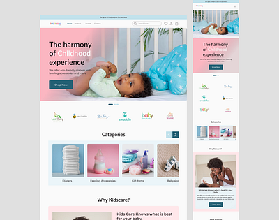 KidsCare - An e-commerce Landing page UI/UX Design. 3d animation branding graphic design logo motion graphics ui