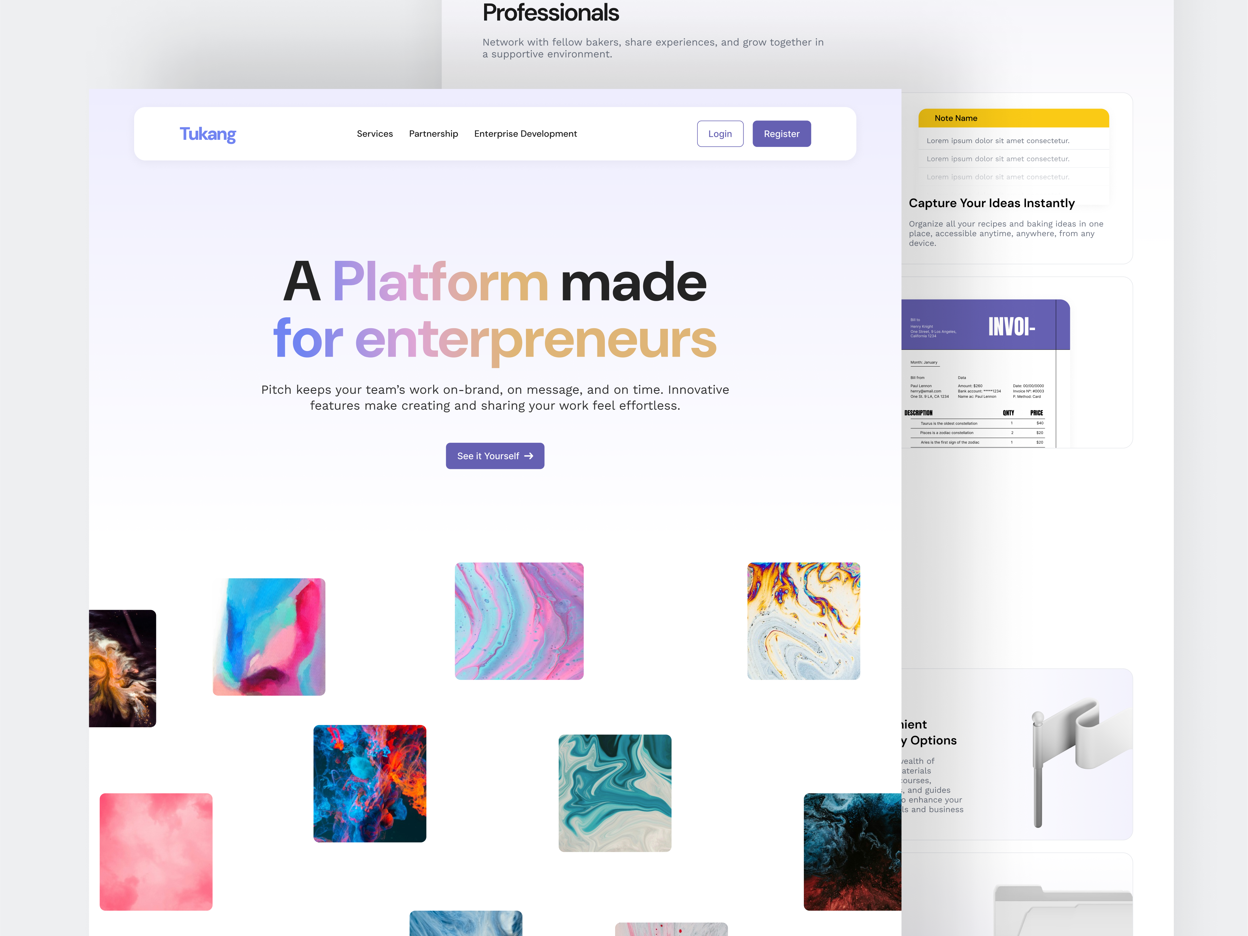 Tukang - The Ultimate Social Media Platform for Professionals branding business chart diagrams ecommerce graph landing page media modern professional saas social social media ui uiux vector