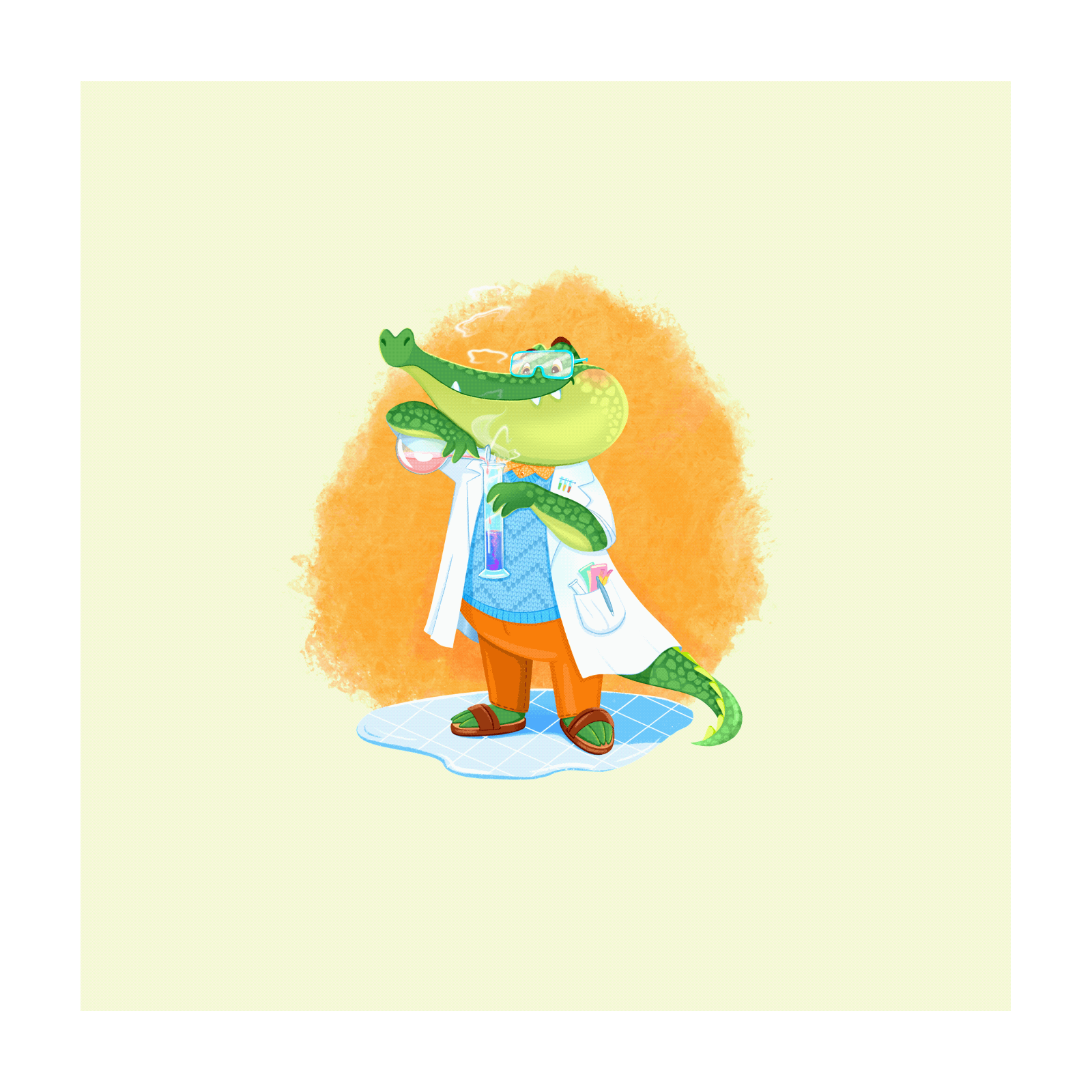 C. Crocodile chemist animal animal art animation character character design chemist chemistry children character children illustration childrens book crocodile cute animals gif illustration illustrator science scientist sticker stickerbook