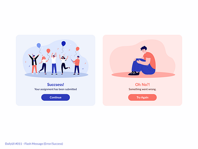 Flash Message (Error - Success) 011 blue daily dailyui dailyui011 design error flash message graphic design illustration popup red simple success ui vector