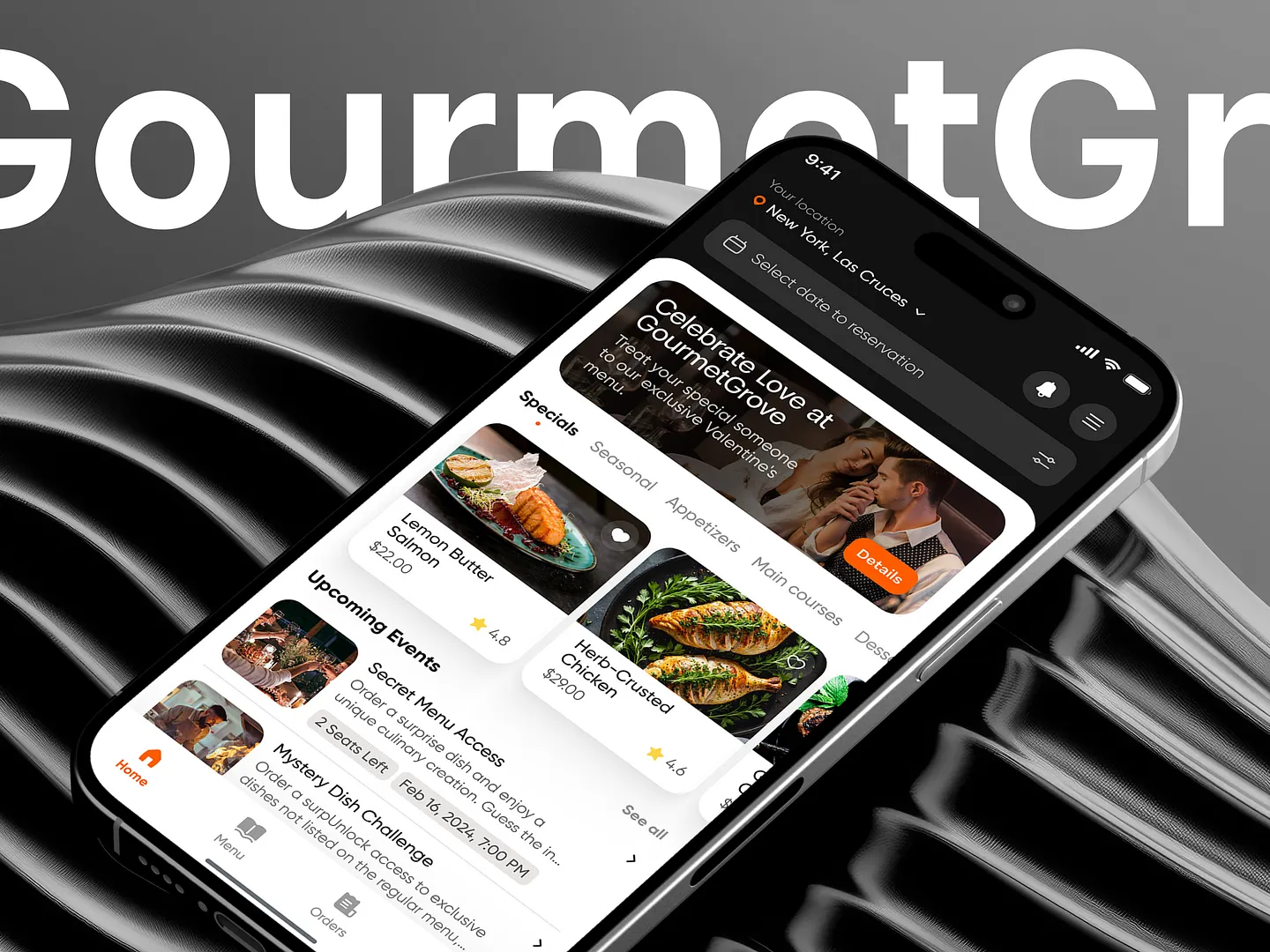 Innovative Food Delivery Website Design: GourmetGrove Mobile App