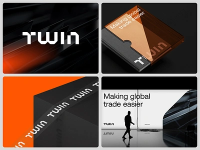 twin wordmark black blockchain branding crypto futuristic hypermodern icon logo mark modern orange tech technology timeless twin web3