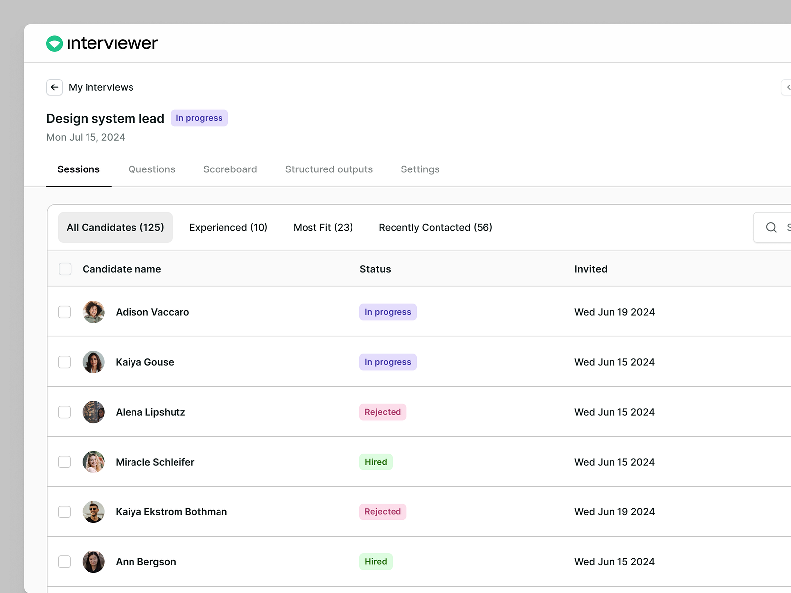 Interviewer - List of candidates UX & UI by Dawid Jankowski on Dribbble