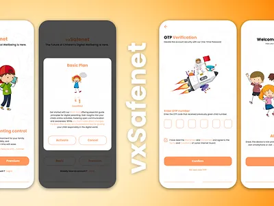 vxSafenet - Safeguarding the Digital World for Kids branding childcare internet guard parenting product ui ux