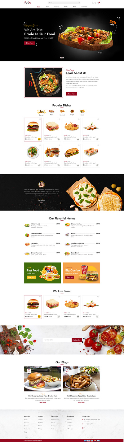 Food Website Design 3d animation banner branding design food graphic design illustration logo motion graphics theme ui vector website