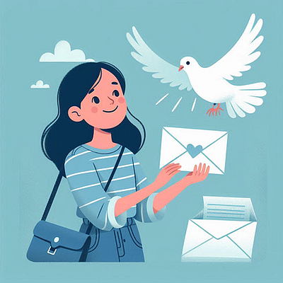 Pigeon delivery of letters ai art ai generated algorithmic art concept art creative ai digital illustration flat generative design illustration innovative art letter delivery mail modern design neural networks pigeon post tech art