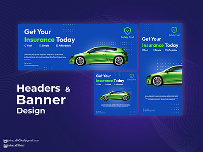 Headers and Banner Design adobe banner branding car design figma graphic illustration insurance poster poster design ui uiux ux website