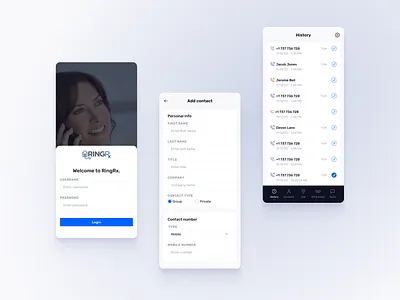 Healthcare Communications | Mobile app | On-call | Call History add contact appdesign call history dailyui health health communications healthcare inspiration log in medical mobile app on call save contact sign in sign up ui uidesign userexperience userinterface uxdesign