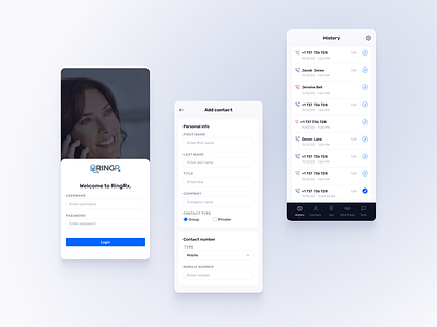 Healthcare Communications | Mobile app | On-call | Call History add contact appdesign call history dailyui health health communications healthcare inspiration log in medical mobile app on call save contact sign in sign up ui uidesign userexperience userinterface uxdesign