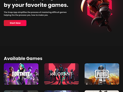 SNAPGAMING UI/UX Home Page graphic design ui web web design