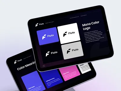 Fluto - Brand Guidelines (Color Logo & Color Meaning in Mockup) brand brand guidelines branding business clean color color logo color meaning company design mockup presentation