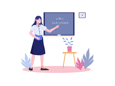 School Teacher 2d Animation 2d animation distance learning education education technology flat illustration learning math motion offline teacher online course online teacher online teaching school student engagement teacher woman