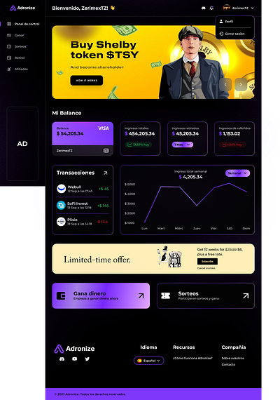 Adronize Dashboard - UI/UX Design design graphic design ui web