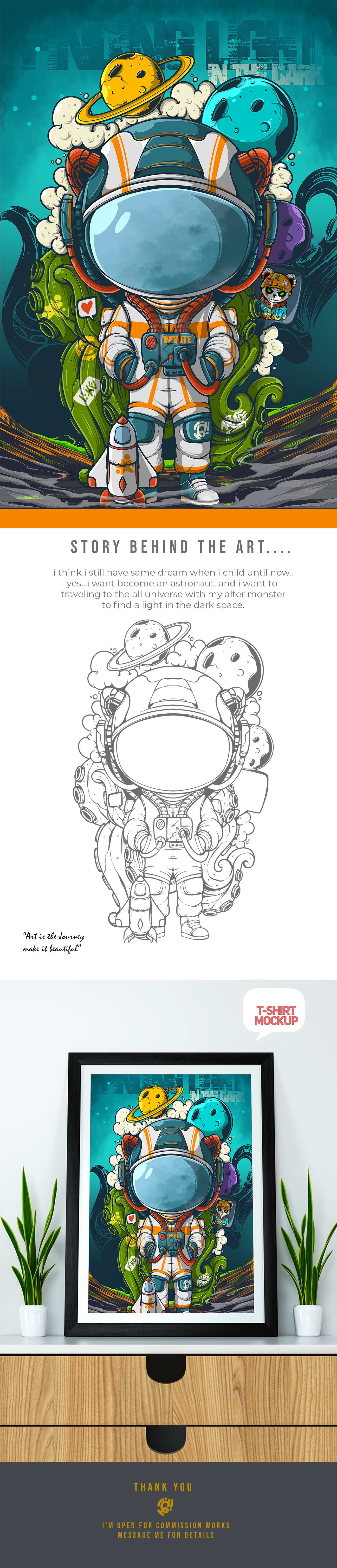 FINDING THE LIGHT IN THE DARK art artoftheday artwork astronaut character creative cyberpunk design digitalillustration doodle drawing graffiti illustration merchandise nft popart poster space universe vector