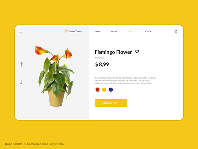 E-Commerce Shop 012 branding daily dailyui dailyui012 e commerce flowers shop simple ui ux yellow