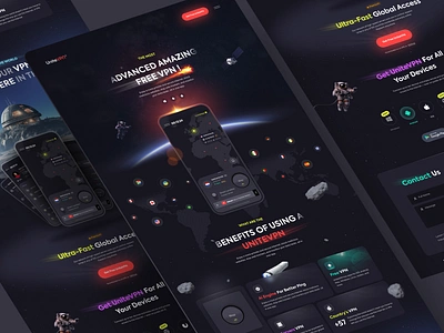 UniteVPN Website-Landing Page🔥 ai browser country creative dark design earth landingpage network privacy security server space trend ui uidesign uiux vpn web website