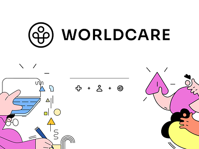 WorldCare logo blockchain branding care crypto cryptocurrency design doctor hackhaton health healthcare illustration logo medical patient ui ux worlcoin worldid
